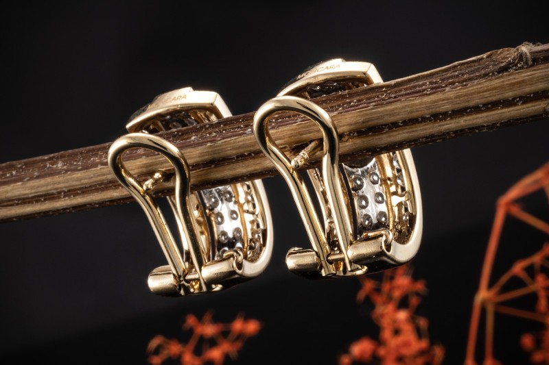 Moncara Ohrringe Halbcreolen mit Diamanten in 750er Gelbgold Weißgold 