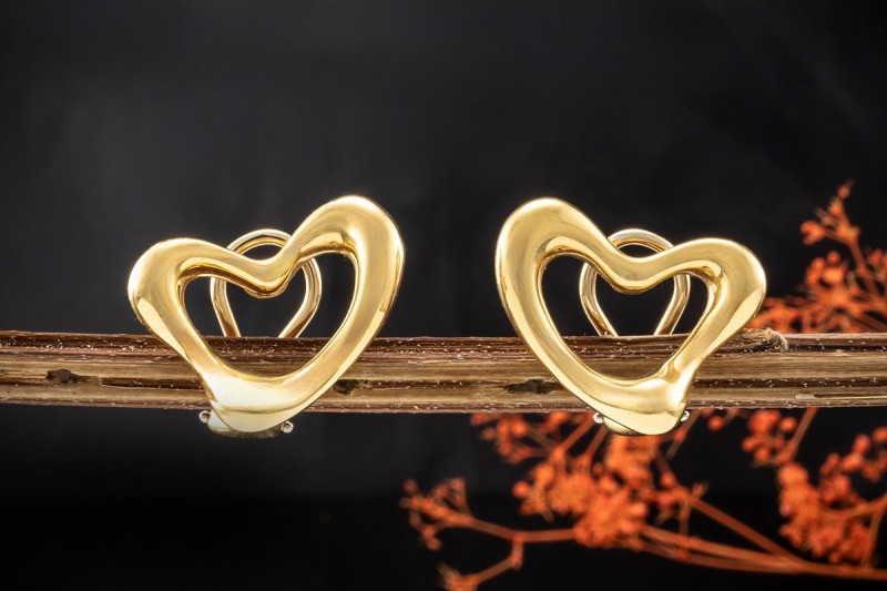 Tiffany & Co. Ohrringe Open Heart Elsa Peretti Ohrclips in Gelbgold 750 