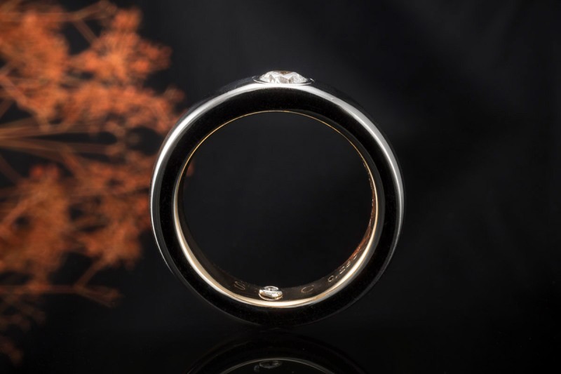 Goldschmiedearbeit Solitär Ring Brillant Diamant 750er Weißgold Roségold 