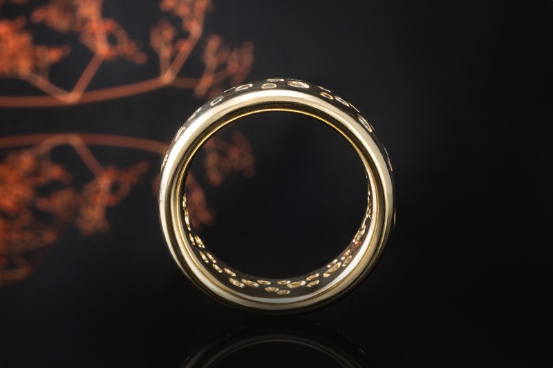 Sternenhimmel Ring mit Diamanten Massive Goldschmiedearbeit Gelbgold 750 