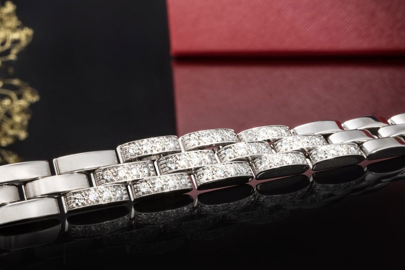 Cartier Armband Maillon Panthère mit 48 Diamanten Weißgold 750 18,5 cm 
