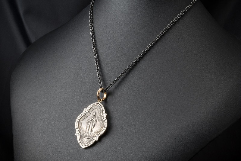 SÉVIGNÉ Collier Kette mit Anhänger Jungfrau Maria / Aloisius von Gonzaga 