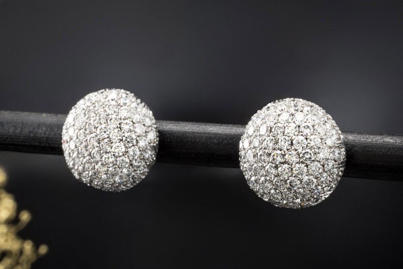 Ohrstecker Ohrringe Rund mit 146 Diamanten 3,07 Ct TW IF in Weißgold 750 