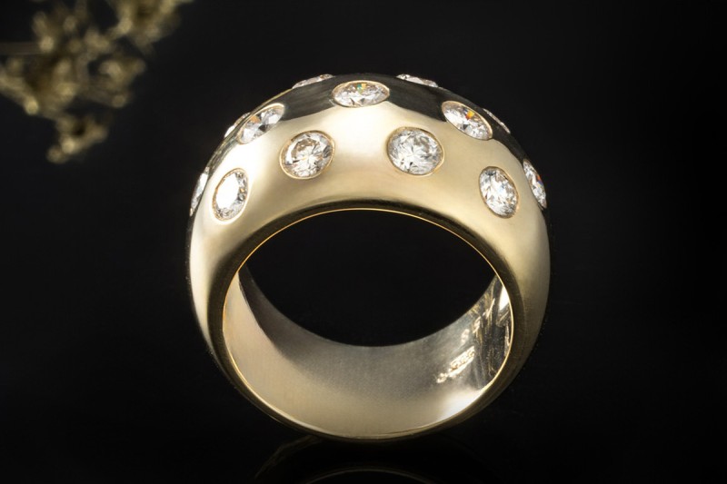Diamant Ring Goldschmiedearbeit Handarbeit Brillanten Massiv in Gelbgold 