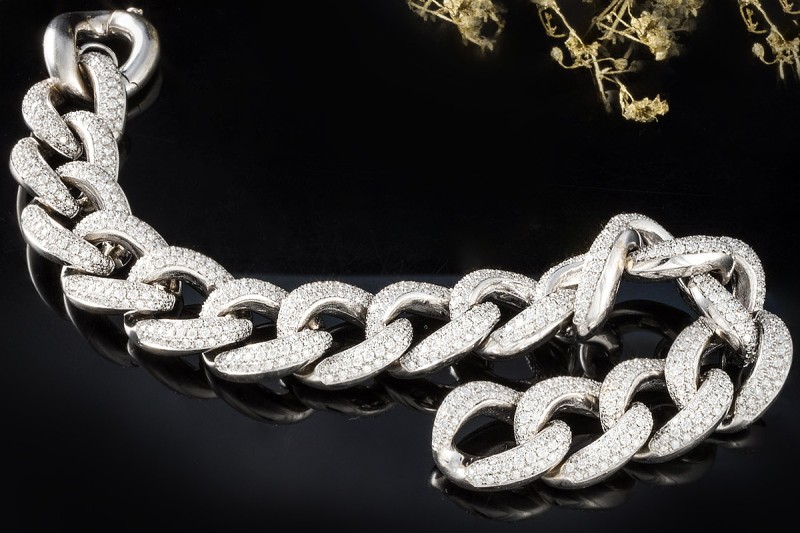 Armband mit 12,75 Ct Diamanten Panzerarmband massiv 139 Gr. Weißgold 750 