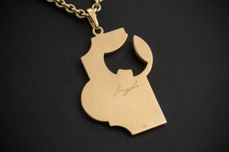 Jazychic Skorpion Sternzeichen Anhänger Türkis und Diamanten in Gelbgold 