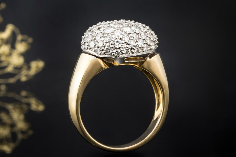 Herz Ring mit Diamanten Goldschmiedearbeit in 750er Gelbgold Weißgold 