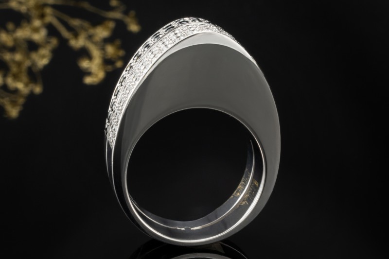 Exklusiver Chopard Ring Black and White Diamanten Massiv Weissgold 750 