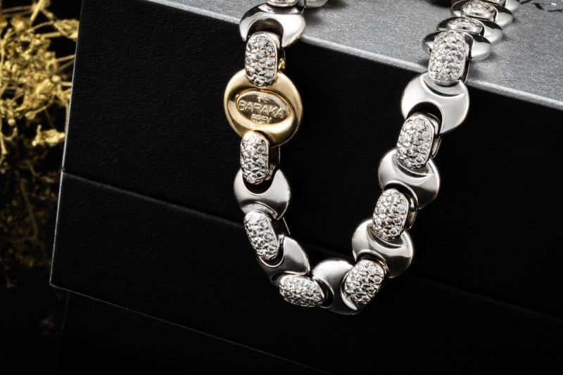 Barakà Armband Gliederarmband mit Diamanten Massiv Weißgold Gelbgold 750 