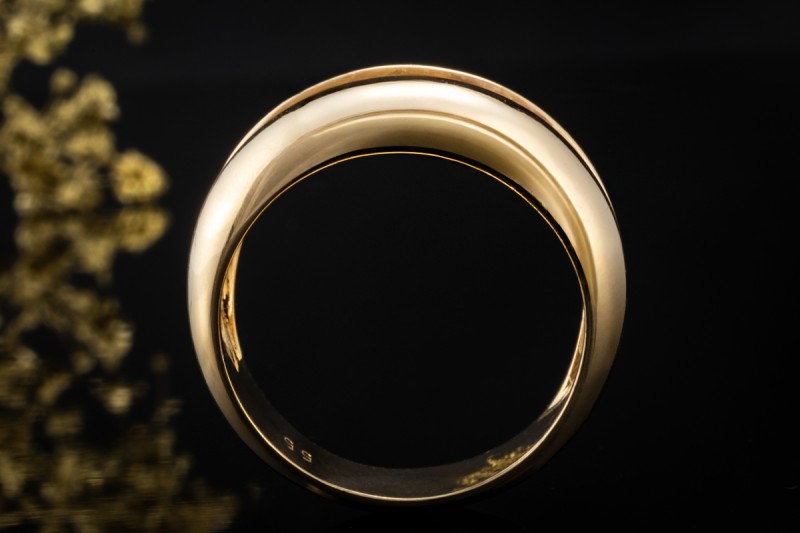 Cartier Baguette Ring Vintage mit Diamanten Halbmemoire in Gelbgold 750 