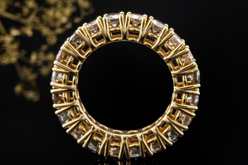 Memoire Ring Natürlich mit Diamanten in Erdtönen Cognac Braun 750er Gold 