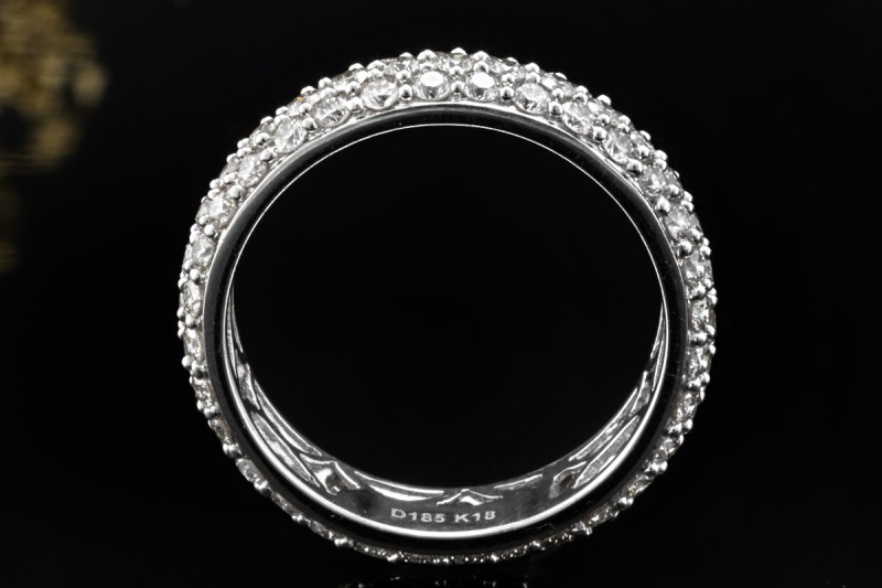 Memoire Ring Bandring mit Diamanten Goldschmiedearbeit in 750er Weißgold 