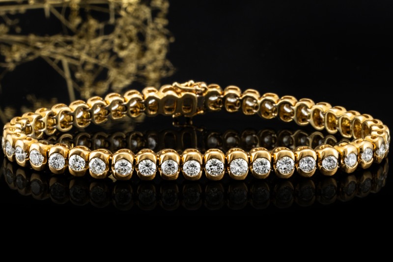 Klassisches Luxus Tennisarmband Armband 4,35 Ct. Diamanten Gelbgold 750 