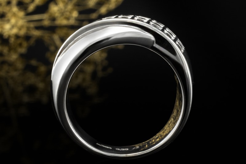 Ring Diamanten Geometrisches Design Massive Weißgold Goldschmiedearbeit 