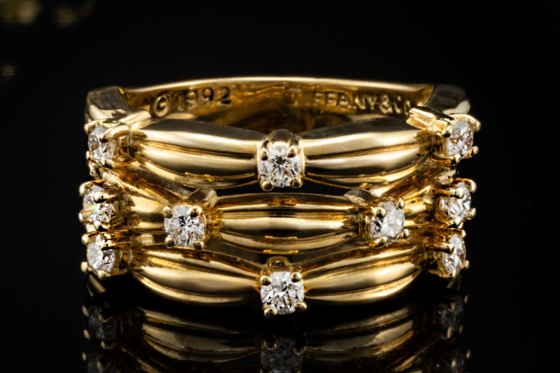 Tiffany & Co. Vintage Ring mit Diamanten Flechtmotiv in 750er Gelbgold 