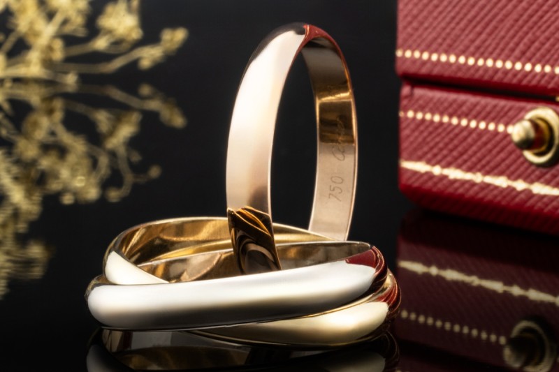 Trinity de Cartier Ring Vintage Modell Roségold Gelbgold Weißgold Gr. 66 