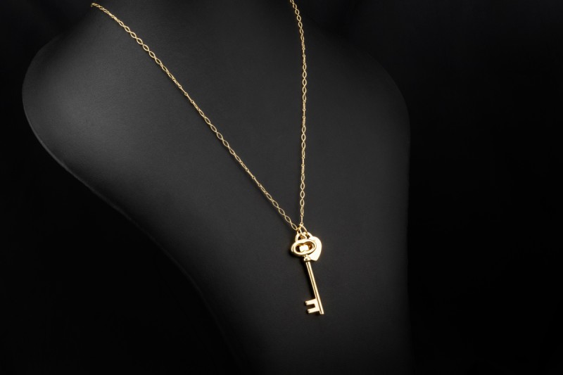 Tiffany & Co. Keys Collier Kette Herz und Schlüssel Anhänger in Gelbgold 