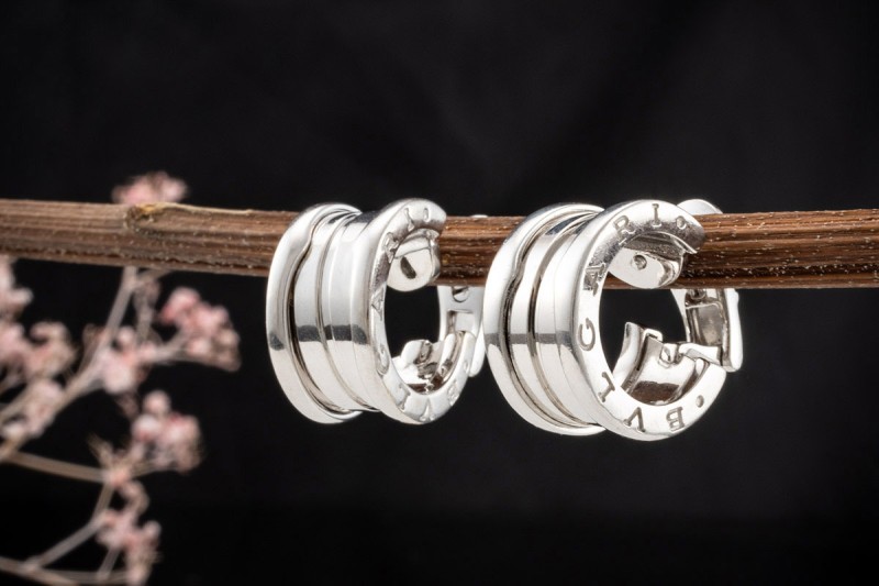 BVLGARI B.zero1 Ohrringe in 750er Weißgold Ohrstecker mit Clip Creolen 