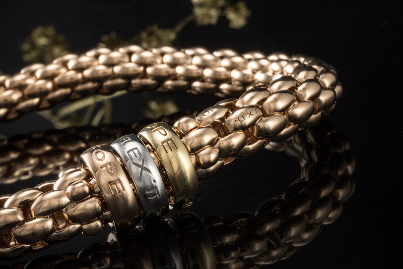 Fope Flex'it Armband in 750er Roségold 3 Ringe Gelbgold Weißgold 18 cm 