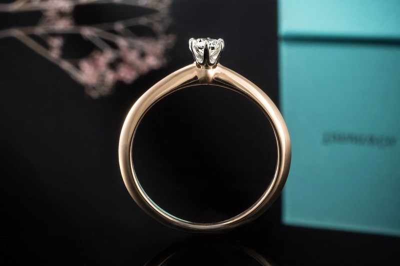 Tiffany & Co Solitär Ring Setting mit Diamant 0,21 Ct in Gelbgold Platin 