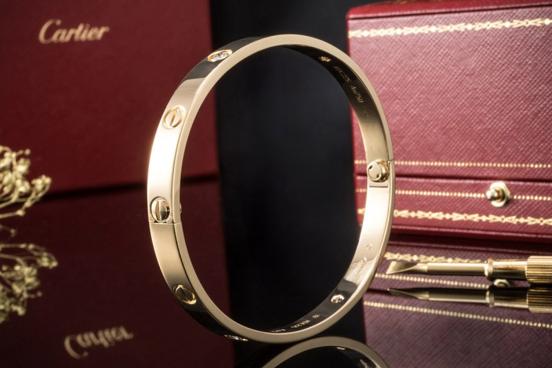 Cartier Love Armreif Armband Bracelet Diamanten Gelbgold Gr. 19 Full Set 