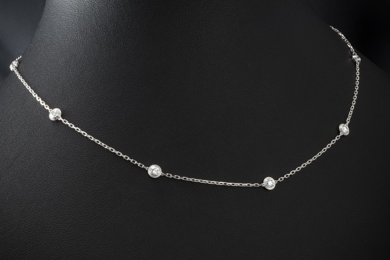 Cartier Collier Kette Diamant Léger mit 8 Diamanten in 750er Weißgold 