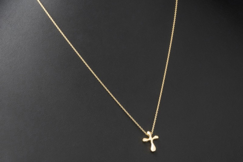 Tiffany & Co. Collier Kette Kreuz Elsa Peretti 51,5 cm in 750er Gelbgold 