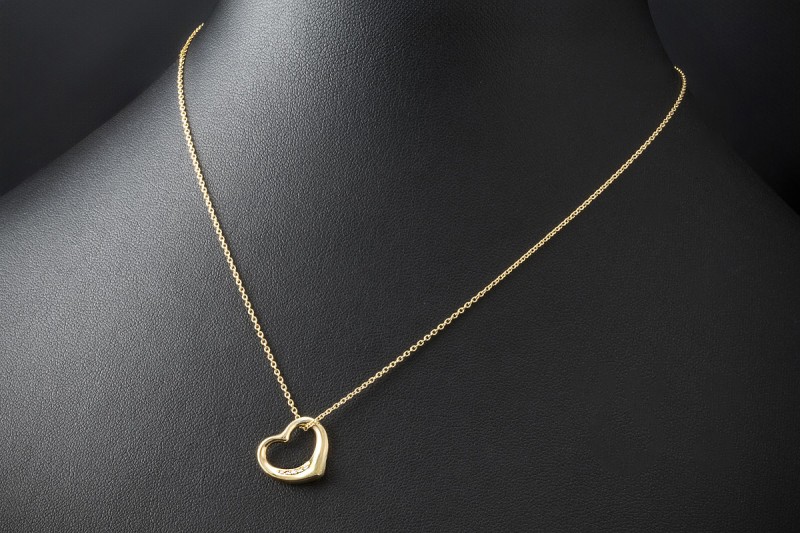 Tiffany Collier Kette Open Heart Elsa Peretti Herz 5 Diamanten Gold 750 