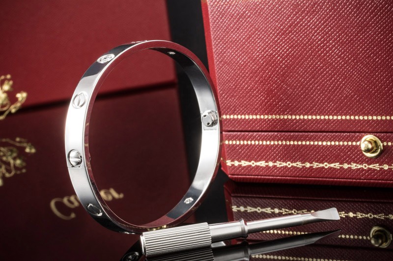 Cartier Love Armreif Armband Bracelet Diamanten Weißgold Gr. 17 Full Set 