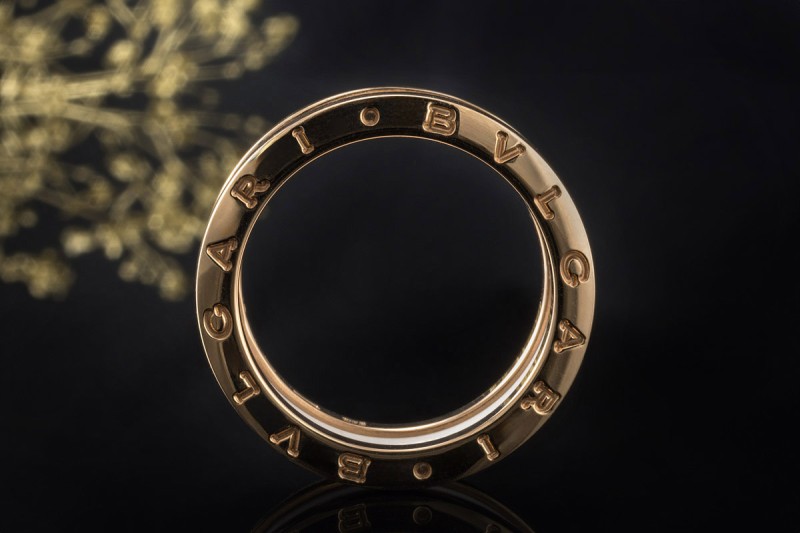 BVLGARI B.zero1 2-Band Ring Weiße Keramik und 750er Roségold Größe 61 