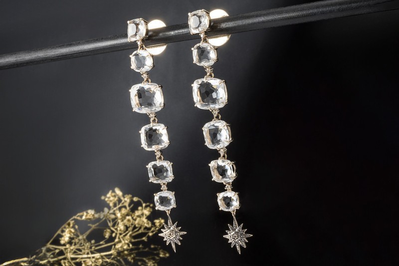 H.Stern Ohrringe Lang Moonlight Nacional Bergkristall Diamanten Roségold 