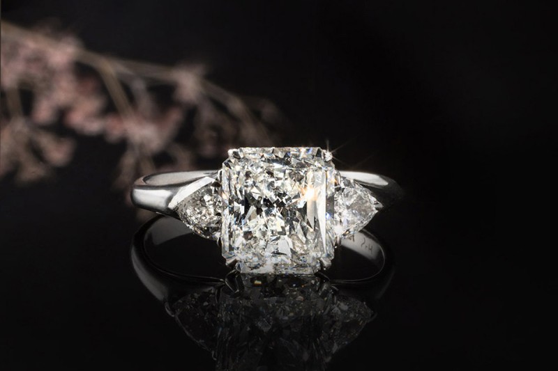 H.Stern Ring mit Diamant Radiant 2,5 Carat eckig Verlobungsring Weißgold 