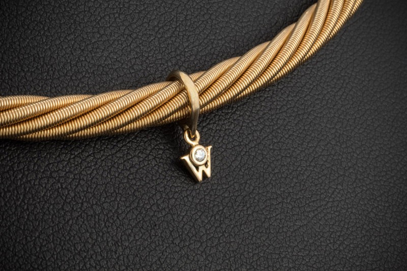 Wellendorff Collier Kette Prinzesse Seidenkordel 45 cm Gelbgold Full Set 