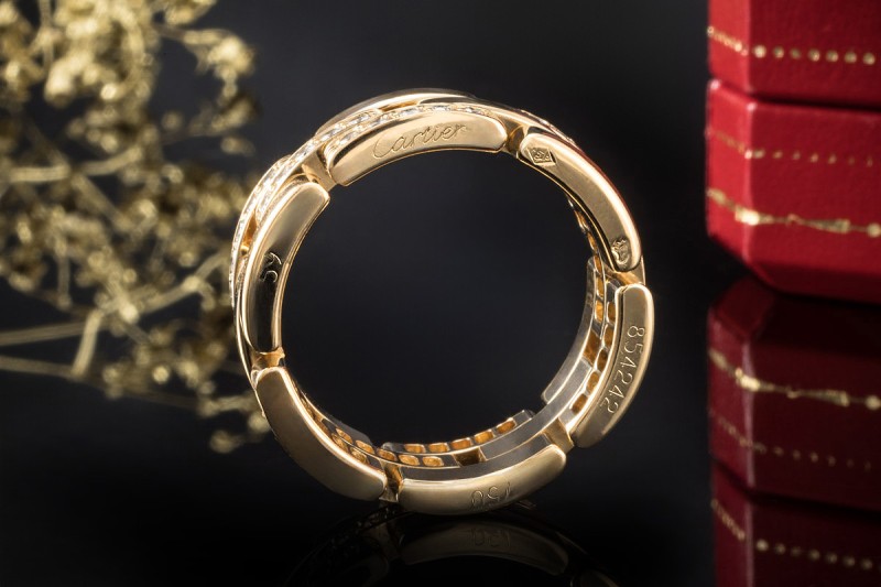 Cartier Ring Maillon Panthère in Gelbgold 750 mit Diamanten 59 Full Set 
