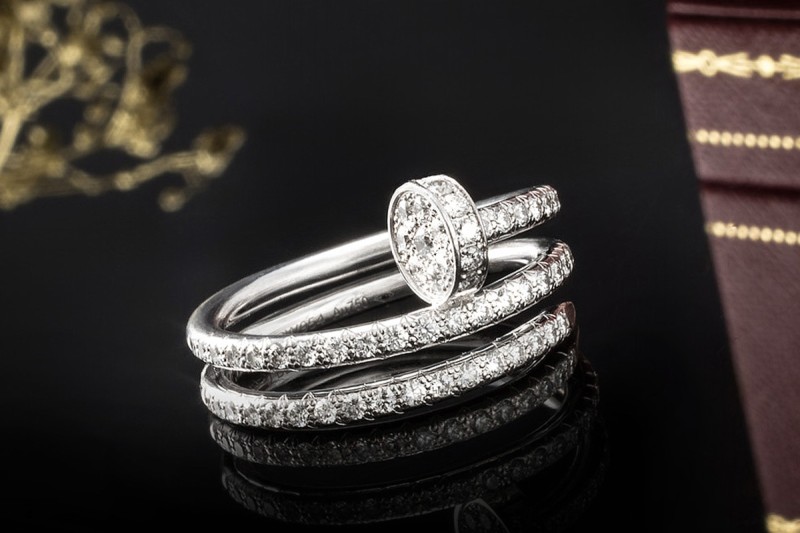 Cartier Juste un Clou Ring mit 77 Diamanten in Weißgold 750 Größe 50 OVP 