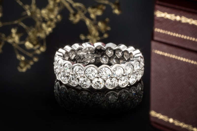 Broderie de Cartier Ring Trauring Zweireihig mit Diamanten Weißgold 750 