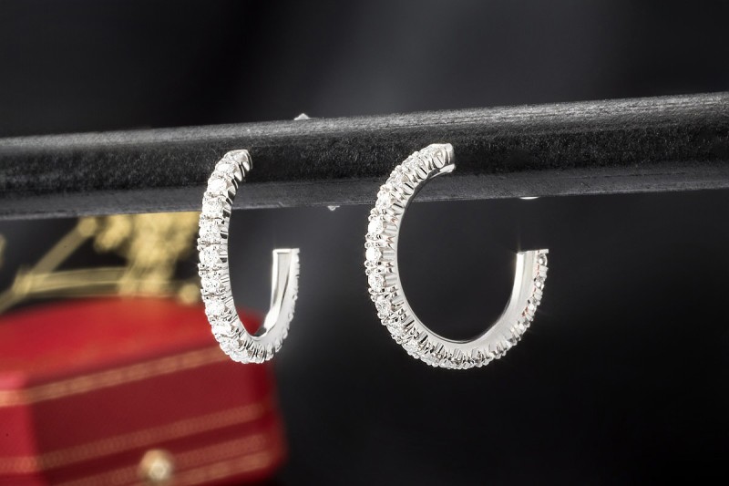 Creolen Ohrringe Etincelle de Cartier Diamanten Kleines Modell Weißgold 