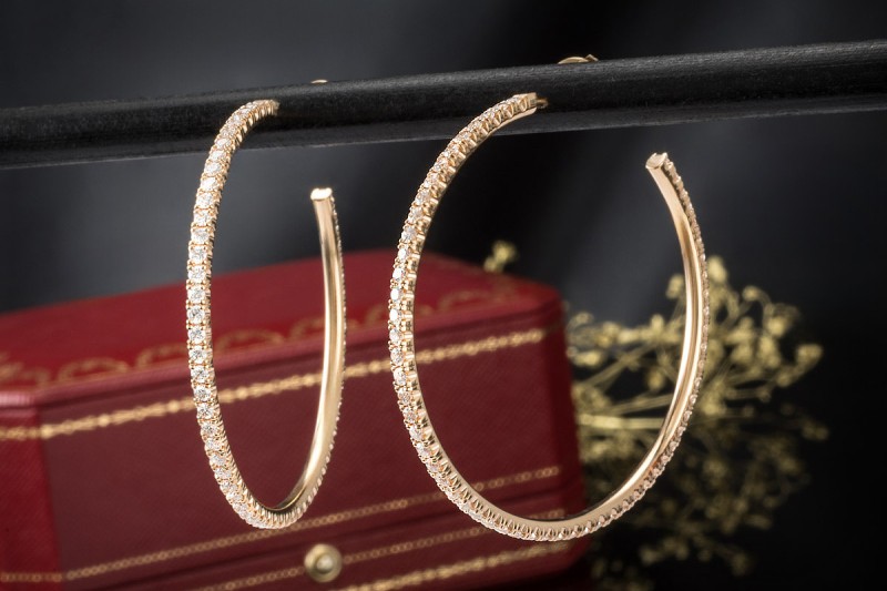 Creolen Ohrringe Etincelle de Cartier Diamanten Großes Modell Roségold 