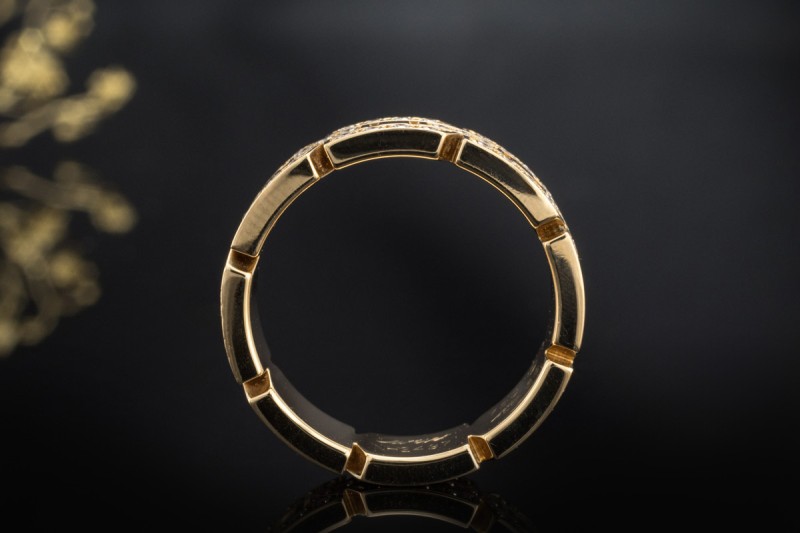 Cartier Tank Francaise Ring 3 Reihen Diamanten rundum in 750er Gelbgold 