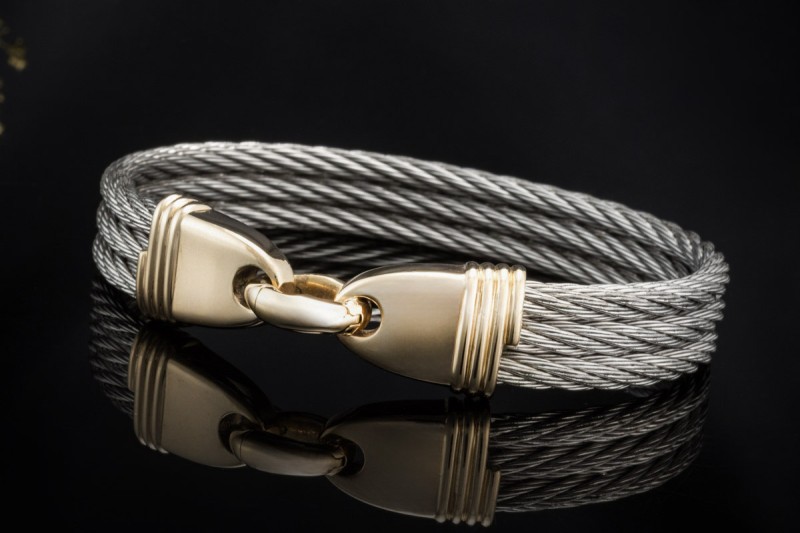 Fred Paris Armband Bracelet Force 10 Segelseil geflochten Gelbgold 750 