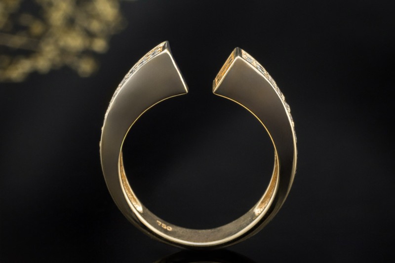 Jette Joop JJ offener Designer Spannring mit Diamanten in 750er Gelbgold 