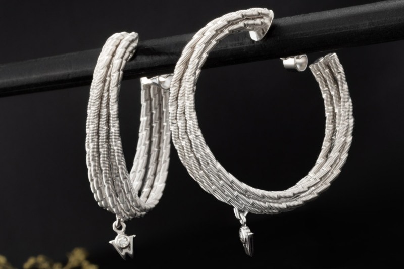 Wellendorff Ohrringe Creolen Sonnenglanz Diamanten Weißgold 750 Full Set 