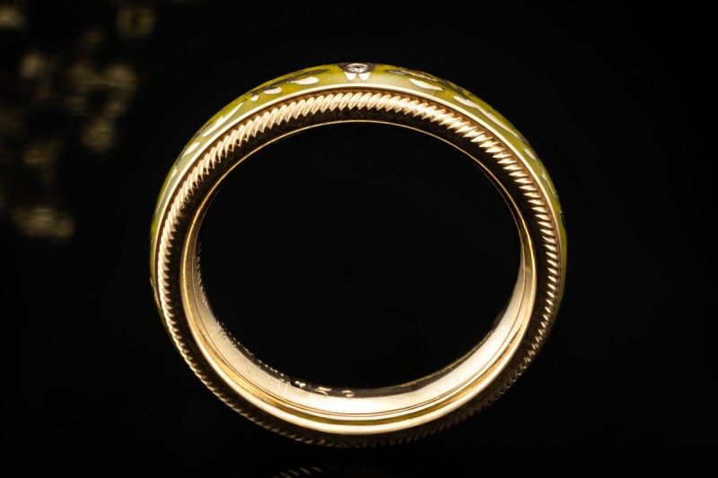 Wellendorff Ring Pistazie Fantasie Drehring Grün 1 Diamant Gelbgold 750 