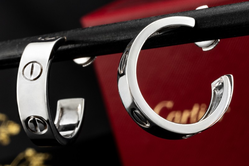 Cartier Ohrringe LOVE Creolen Ohrstecker Klassisch in 750er Weißgold OVP 