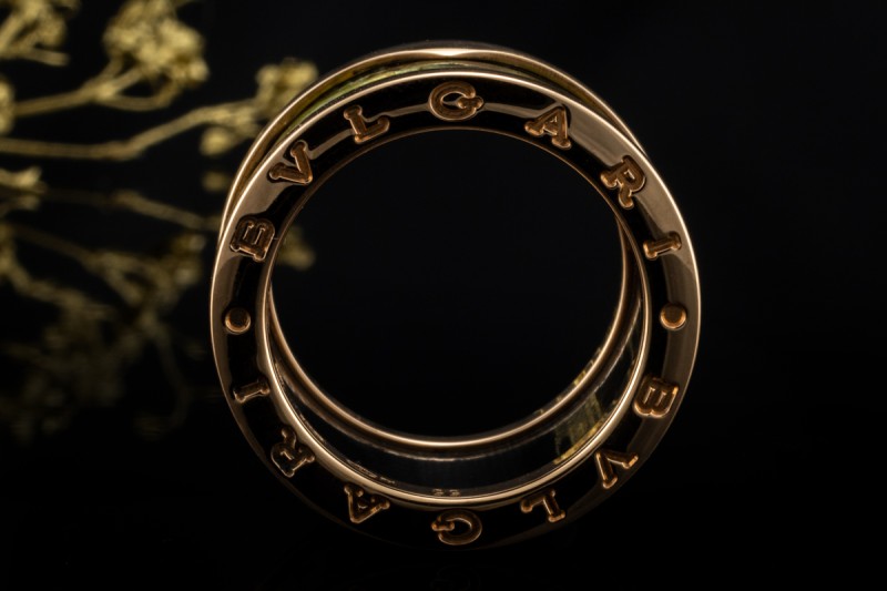 BVLGARI B.zero1 Ring mit Marmor Grüner Naturstein 750er Roségold Gr. 55 