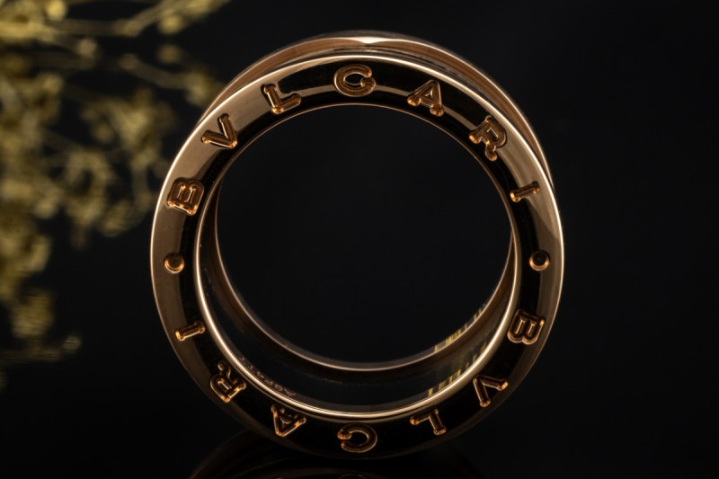 BVLGARI B.zero1 Ring 4-Band Marmor Braun Naturstein 750er Roségold Gr 55 