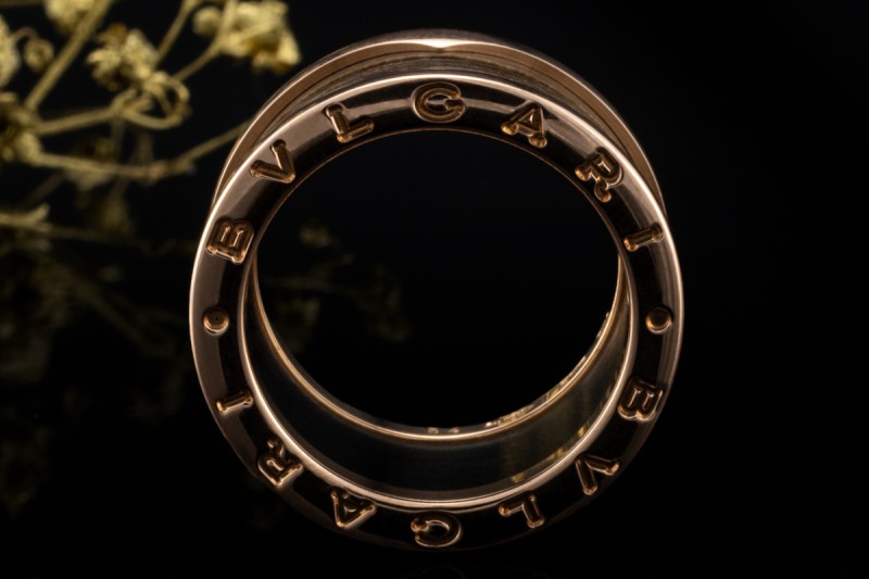 BVLGARI B.zero1 Ring 4-Band Marmor Braun Naturstein 750er Roségold Gr 54 