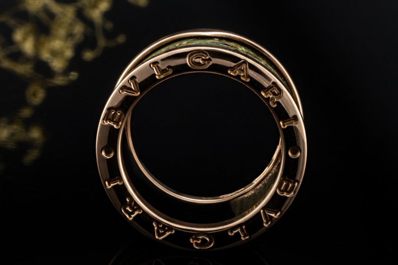 BVLGARI B.zero1 Ring 4-Band Marmor Grün Naturstein 750er Roségold Gr. 50 