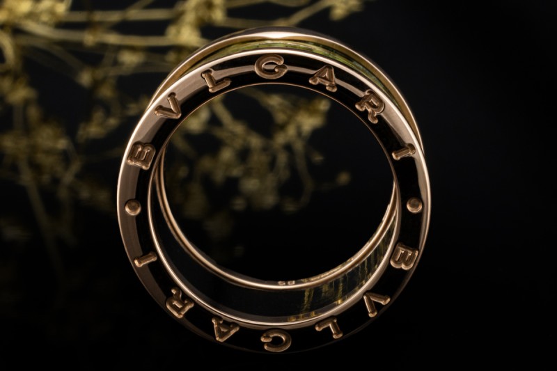 BVLGARI B.zero1 Ring 4-Band Marmor Grün Naturstein 750er Roségold Gr. 56 
