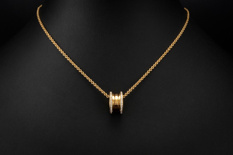 BVLGARI B.zero1 Collier Kette mit Anhänger Diamanten in 750er Gelbgold 